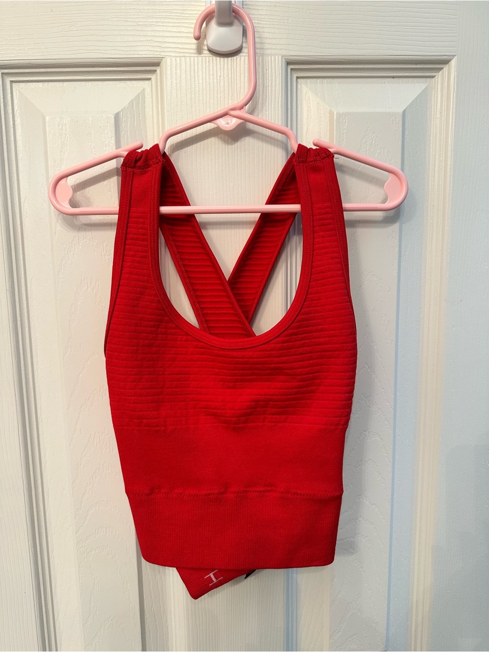 Alphalete Red Revival Ribbed Sports Bra with Crossback